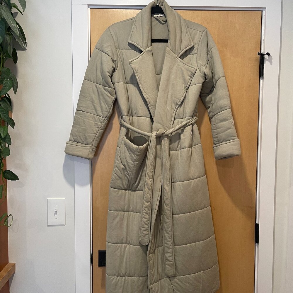 Skin Sonya Quilted Robe, Moss